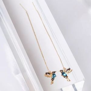 18k Gold Filled Hummingbird Threader Earrings